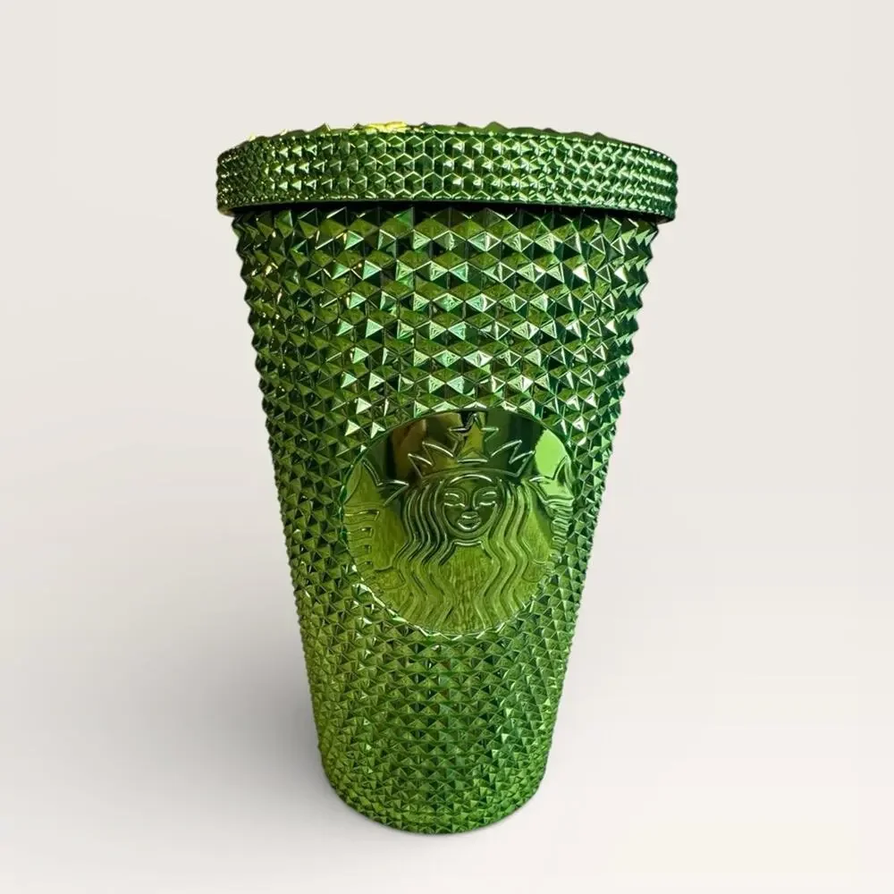 New STARBUCKS 2023 Holiday Metallic Green Studded Cold Cup Tumbler 16 oz